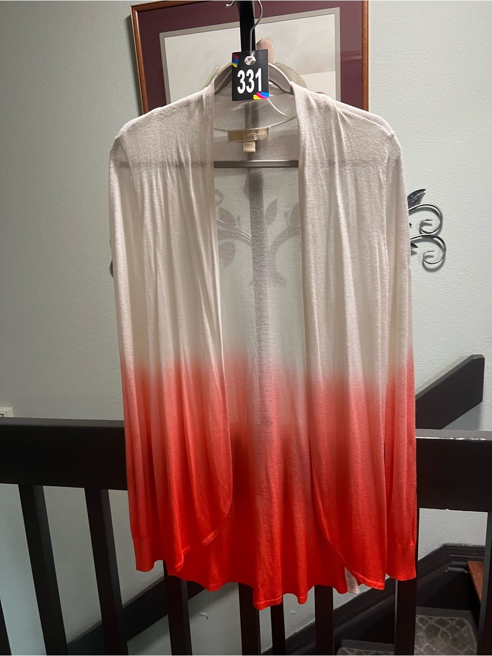 Michael Kors Coral-to-Cream Ombre Open-Front Cardigan NWOT #331